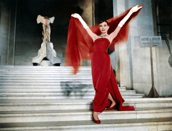 Audrey Hepburn in funny face red gown 1