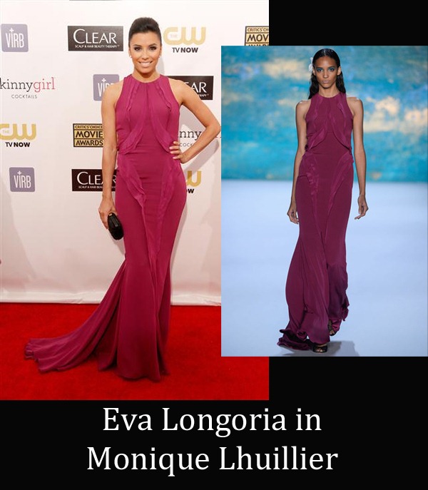 Eva Longoria in Monique Lhuillier copy