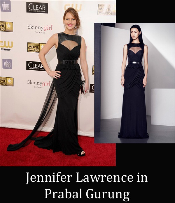 Jennifer Lawrence in Prabal Gurung copy