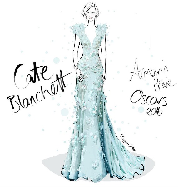 ©2016 Megan Hess oscars sketch ©2016 Megan Hess oscars sketch